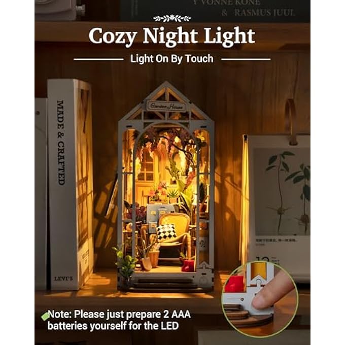 BOOK NOOK KITS FOR ADULTS DIY MINIATURE KIT WITH LIGHT FOR DESK LIBRARY BOOKSHELF DECORATION 3D WOODEN PUZZLE GREENHOUSE BOOKNOOK MODEL KITS FOR ADULTS TO BUILD GIFTS FOR WOMEN - Image 2